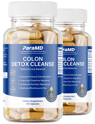 Two ParaMD Colon Detox Cleanse capsule bottles