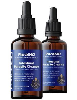 Two ParaMD Parasite Cleanse drops bottles